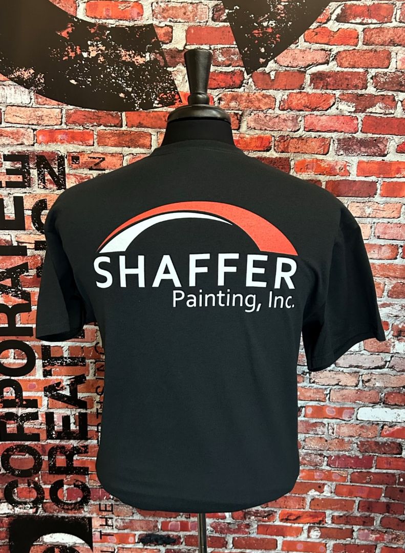 Black short sleeve tshirt printed by Corporate Creations in Omaha
