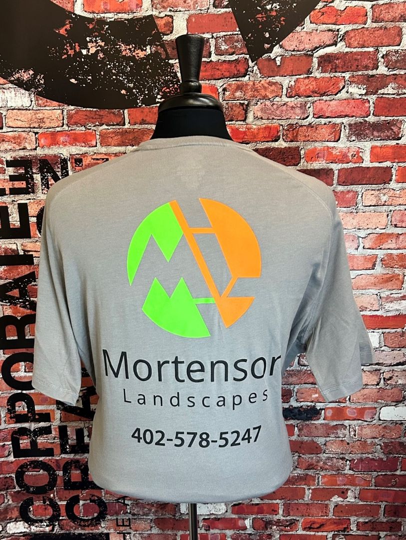 Light grey tshirt screen printed from Corporate Creations of Omaha